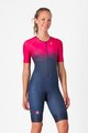 CASTELLI Kombinezon kolarski - CORE TRI W SUIT SHORT SLEEVE - niebieski/różowy