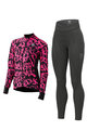 ALÉ Zimowa kolarska koszulka i spodnie - RIDE + ESSENTIAL W - czarny/różowy