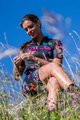 ALÉ Koszulka kolarska z krótkim rękawem - BUTTERFLY LADY - czarny