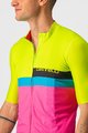 CASTELLI Koszulka kolarska z krótkim rękawem - A BLOCCO  - czarny/różowy/niebieski/żółty