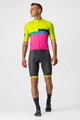 CASTELLI Koszulka kolarska z krótkim rękawem - A BLOCCO  - czarny/różowy/niebieski/żółty