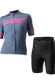 CASTELLI Krótka koszulka kolarska i spodenki - FENICE LADY - czarny/niebieski/różowy