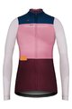 GOBIK Zimowa koszulka kolarska z długim rękawem - COBBLE LADY - różowy/kość słoniowa/niebieski/bordowy