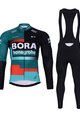 BONAVELO Zimowa kolarska koszulka i spodnie - BORA 2024 WINTER - czerwony/biały/czarny/zielony