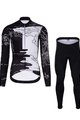 HOLOKOLO Koszulka kolarska z długim rękawem i spodnie - VENTURE LADY WINTER - biały/czarny