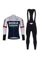 BONAVELO Koszulka kolarska z długim rękawem i spodnie - BORA 2025 WINTER - czarny/biały/niebieski