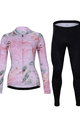 HOLOKOLO Koszulka kolarska z długim rękawem i spodnie - BLOSSOM LADY SMR - czarny/różowy