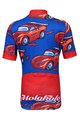 HOLOKOLO Koszulka kolarska z krótkim rękawem - CARS KIDS - czerwony/niebieski