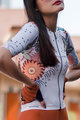 MONTON Koszulka kolarska z krótkim rękawem - BLOOMS LADY - pomarańczowy/kolorowy