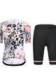 MONTON Krótka koszulka kolarska i spodenki - LEOPARD LADY - biały/różowy/czarny