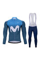 BONAVELO Zimowa kolarska koszulka i spodnie - MOVISTAR 2021 WINTER - czarny/niebieski
