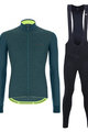 SANTINI Zimowa kolarska koszulka i spodnie - COLORE PURO WINTER - czarny/zielony