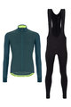SANTINI Zimowa kolarska koszulka i spodnie - COLORE PURO+OMNIA - czarny/zielony