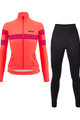 SANTINI Zimowa kolarska koszulka i spodnie - CORAL BENGAL+OMNIA W - czarny/różowy