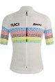 SANTINI Koszulka kolarska z krótkim rękawem - UCI WORLD CHAMP 100 - biały/tęczowy