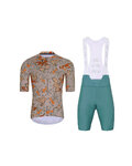 HOLOKOLO Krótka koszulka kolarska i spodenki - SPARROVER - niebieski/brązowy