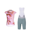 RIVANELLE Krótka koszulka kolarska i spodenki - MISS FLOWERY - zielony/różowy