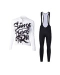 HOLOKOLO Koszulka kolarska z długim rękawem i spodnie - STREETBEAT LADY W - biały/czarny