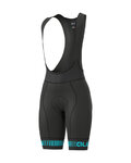 ALÉ Krótkie spodnie kolarskie z szelkami - PRR STRADA LADY - czarny/turkusowy