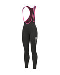 ALÉ Długie spodnie kolarskie z szelkami - SOLID ESSENTIAL - różowy/czarny