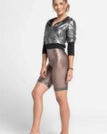 ATHLEEYA legginsy - COFFEE BIKER SHINE - beżowy