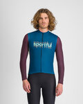 SPORTFUL Zimowa koszulka kolarska z długim rękawem - SUPERGIARA LOGO THERMAL - niebieski/fioletowy