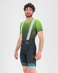 KARPOS Krótkie spodnie kolarskie z szelkami - VERVE EVO - czarny/turkusowy