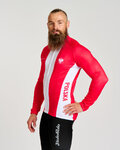 BONAVELO Zimowa koszulka kolarska z długim rękawem - POLAND WINTER - czerwony/biały