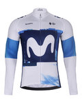 BONAVELO Zimowa koszulka kolarska z długim rękawem - MOVISTAR 2025 WINTER  - biały/niebieski