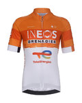 BONAVELO Koszulka kolarska z krótkim rękawem - INEOS GRENADIERS KID 2026 - biały/pomarańczowy