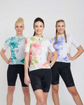 RIVANELLE Koszulka kolarska z krótkim rękawem - FLOWERY LADY - biały/fioletowy/niebieski