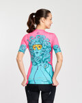 RIVANELLE Koszulka kolarska z krótkim rękawem - MEDUSA - różowy/turkusowy