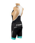 SANTINI Krótkie spodnie kolarskie z szelkami - OSAKA TONO LADY PELLS - czarny/turkusowy