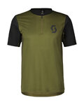 SCOTT Koszulka kolarska z krótkim rękawem - TRAIL VERTIC ZIP SS - zielony/czarny