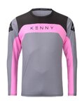 KENNY Letnia koszulka kolarska z długim rękawem - ELITE - szary/różowy/czarny