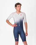 CASTELLI Kombinezon kolarski - CORE TRI SUIT SHORT SLEEVE - niebieski/biały