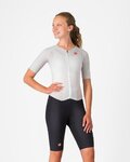 CASTELLI Kombinezon kolarski - FREE SANREMO 3 W SUIT SHORT SLEEVE - biały/srebrny/czarny