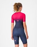 CASTELLI Kombinezon kolarski - CORE TRI W SUIT SHORT SLEEVE - niebieski/różowy