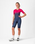 CASTELLI Kombinezon kolarski - CORE TRI W SUIT SHORT SLEEVE - niebieski/różowy