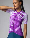 ALÉ Koszulka kolarska z krótkim rękawem - PALM PR-E - cyklamen/biały