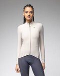 ALÉ Zimowa koszulka kolarska z długim rękawem - R-EV1 WARM RACE 2.0 LADY - kość słoniowa