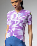 ALÉ Koszulka kolarska z krótkim rękawem - TECHNO PR-E - biały/fioletowy