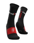 COMPRESSPORT Kolarskie klasyczne skarpetki - PRO RACING WINTER RUN - czarny/czerwony