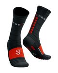 COMPRESSPORT Kolarskie klasyczne skarpetki - PRO RACING WINTER RUN - czarny/czerwony