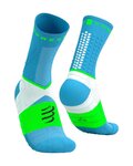 COMPRESSPORT Kolarskie klasyczne skarpetki - ULTRA TRAIL SOCKS V2.0 - niebieski/zielony