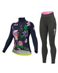ALÉ Zimowa kolarska koszulka i spodnie - PR-R CITY LADY WNT - fioletowy/czarny/niebieski