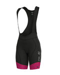 ALÉ Krótkie spodnie kolarskie z szelkami - MASTER LADY - czarny/różowy
