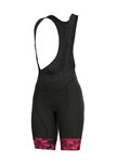 ALÉ Krótkie spodnie kolarskie z szelkami - SARTANA LADY  - czarny/różowy