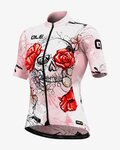 ALÉ Krótka koszulka kolarska i spodenki - SKULL LADY - różowy/czarny