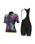 ALÉ Krótka koszulka kolarska i spodenki - PR-S GARDEN LADY - różowy/niebieski/czarny